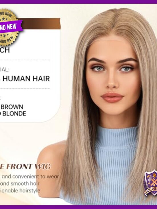 16-Inch Human Hair Lace Front Wig with Bangs, 5x5 Closure main image 4